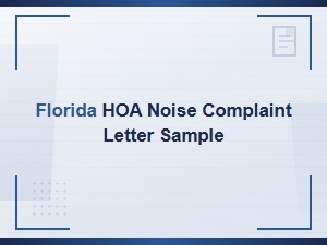 Florida Hoa Noise Complaint Letter Sample