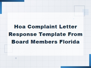 Florida Hoa Board Response Letter Template to Homeowner Complaints