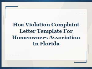 Florida Hoa Violation Complaint Letter Template