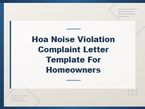 Hoa Noise Violation Complaint Letter Template