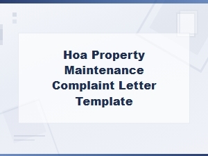 Hoa Property Maintenance Complaint Letter Template