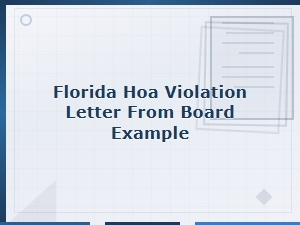 Florida Hoa Board Violation Letter Sample and Guide