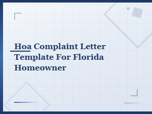 Hoa Complaint Letter Template for Florida Homeowners