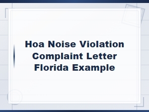 Florida Hoa Noise Complaint Letter Sample