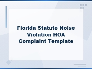 Florida Hoa Noise Violation Complaint Template